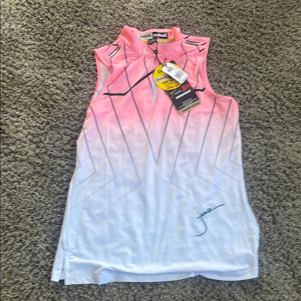 Sleeveless Pink and White Women's Top